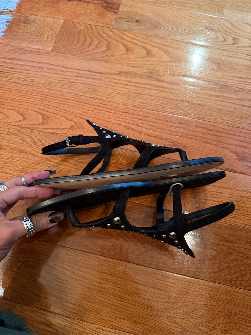 Saint Laurent suede stud sandals - Picture 3 of 4